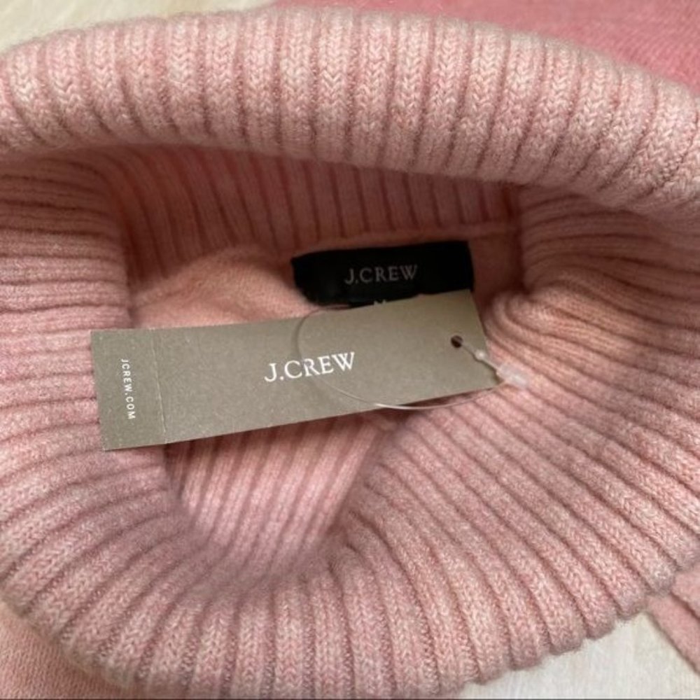 J. Crew Striped Turtleneck Sweater Supersoft Yarn Heather Pale Pink NWT - Picture 10 of 10